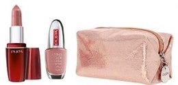 Духи, Парфюмерия, косметика Набор - Pupa Perfect Match Kit Charming Nude Special Edition (lipstick/3.5ml + Nails/5ml + bag)