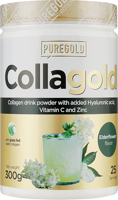 Коллаген с гиалуроновой кислотой, витамином С и цинком, бузина - PureGold CollaGold Eldelflower — фото N1