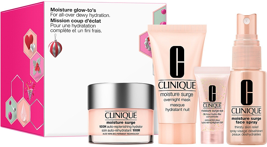 Набір - Clinique Moisture Glow-to's Set (gel/30ml + mask/30ml +eye/conc/5ml + f/spray/30ml)
