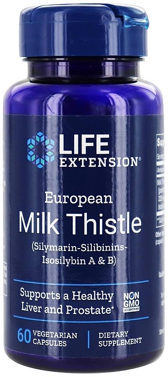 Пищевая добавка "Европейский молочный чертополох" - Life Extension European Milk Thistle (Silymarin-Silibinins-Isosilybin A & B) — фото N1