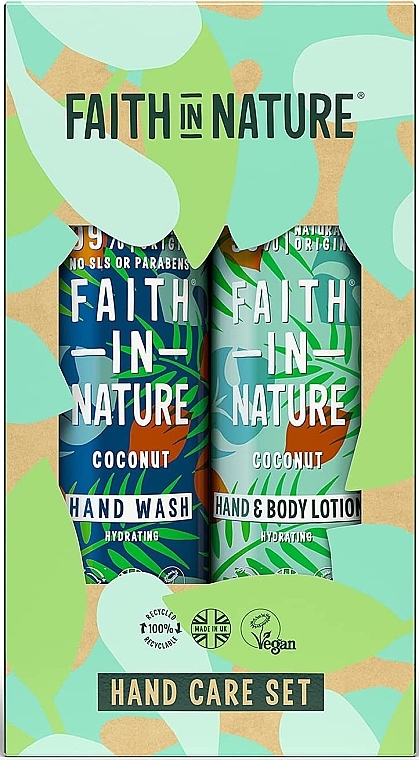Набір - Faith In Nature Hand Care Coconut Gift Set (h/wash/400ml + b/lot/400ml) — фото N1