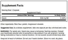 Дієтична добавка "Ніацин" 500 мг, капсули - Swanson Niacine 500mg — фото N2