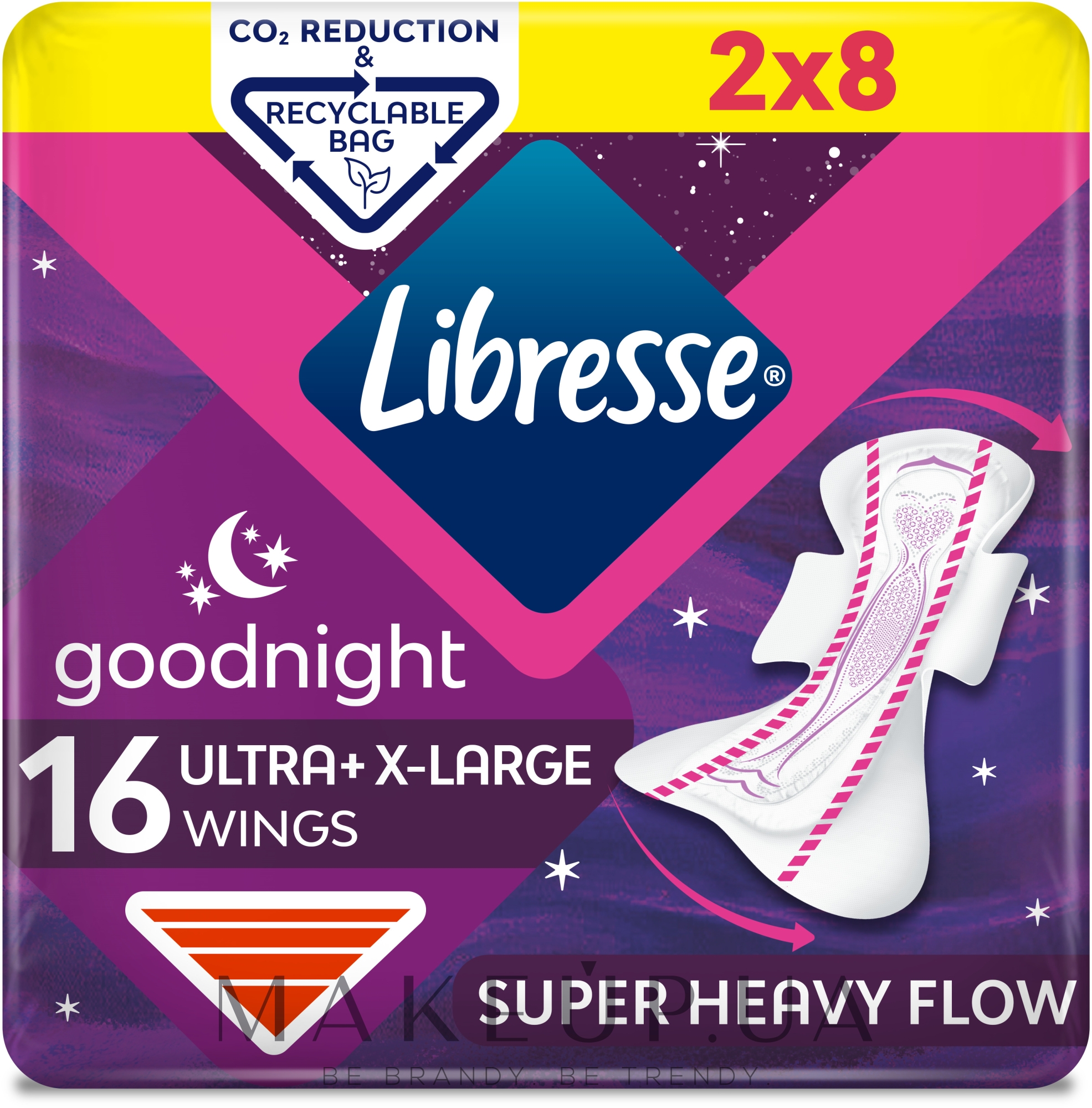 Прокладки гігієнічні нічні з крильцями, 16 шт. - Libresse Ultra Goodnight Extra Large — фото 16шт
