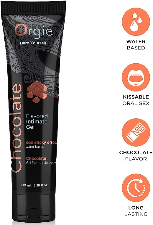 Съедобный лубрикант на водной основе, шоколад - Orgie Lube Tube Flavored Intimate Gel Chocolate — фото N2