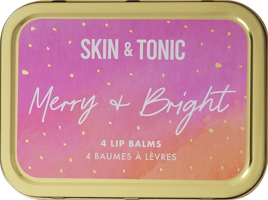 Набор в розово-золотой коробке - Skin&Tonic Merry&Bright (lip/balm/4x4,3g) — фото N1