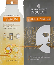 Духи, Парфюмерия, косметика Набор маска с сывороткой с витамином С - Skin Academy Indulge Regenerating Serum Sheet Mask (ser/25ml + mask)
