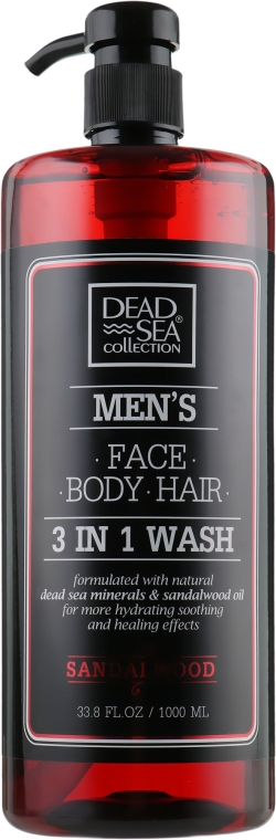 Гель для душа, волос и лица для мужчин - Dead Sea Collection Men’s Sandalwood Face, Hair & Body Wash 3 in 1 — фото N4