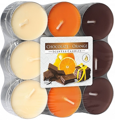 Чайные свечи "Шоколад и апельсин", 18 шт - Bispol Chocolate Orange Scented Candles — фото N1