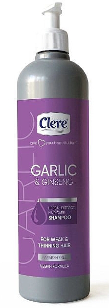 Шампунь для тонкого волосся "Часник і женьшень" - Clere Garlic & Ginseng Shampoo — фото N1