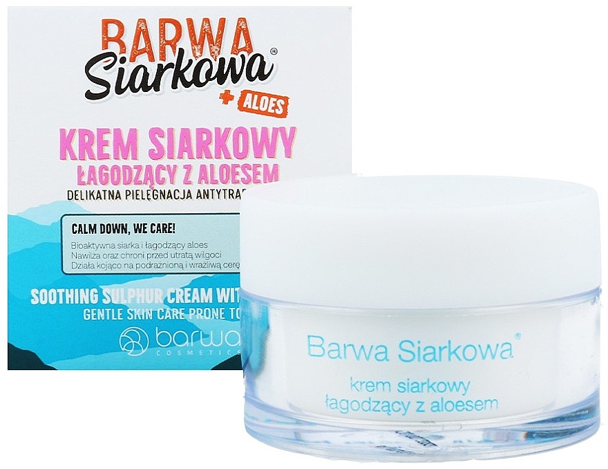 Успокаивающий крем с серой и алоэ для лица - Barwa Siarkowa + Aloes