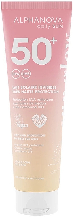 Солнцезащитное молочко для лица и тела - Alphanova Invisible Sun Milk SPF50+ — фото N1