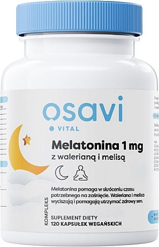 Мелатонин с валерианой и мелиссой, для улучшения сна, 1 мг - Osavi Melatonin With Valerian And Lemon Balm, Helps With Falling Asleep 1Mg