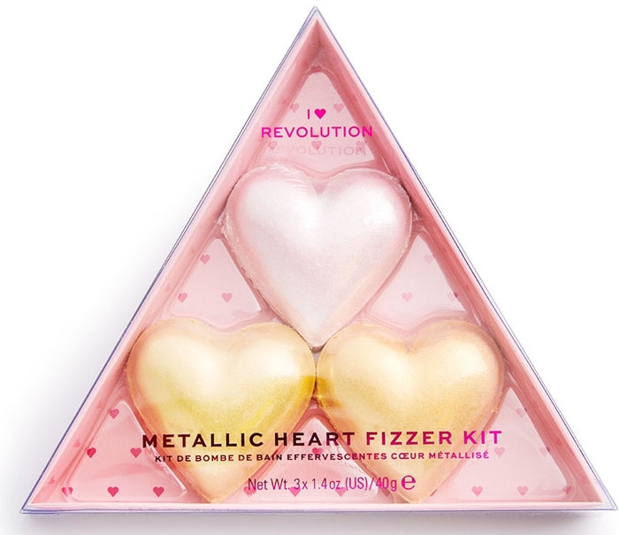 Набір - I Heart Revolution Metallic Heart Fizzer Kit (bath/fiz/40gx3) — фото N1