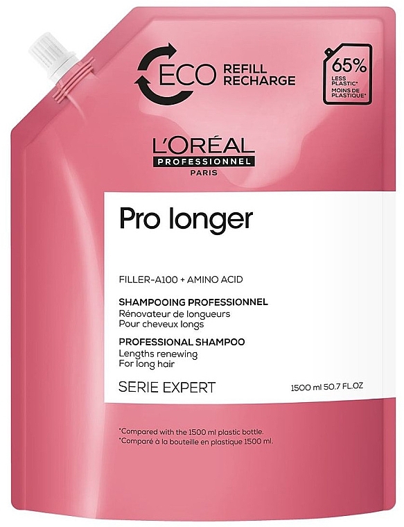 Шампунь для восстановления плотности поверхности волос по длине - L'Oreal Professionnel Serie Expert Pro Longer Lengths Renewing Shampoo Eco Refill (сменный блок) — фото N1