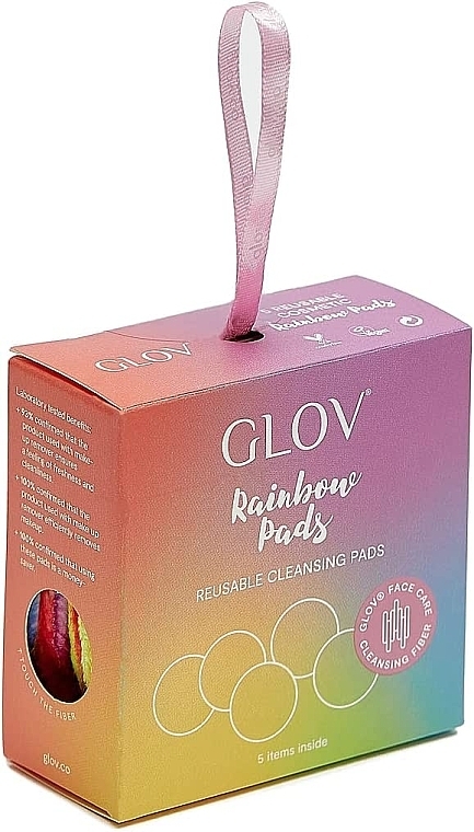 Косметичні диски для зняття макіяжу багаторазового використання, кольорові, 5 шт. - Glov Rainbow Reusable Cleansing Pads — фото N2