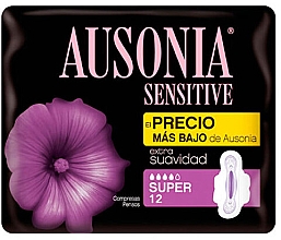 Гигиенические прокладки, 12 шт - Ausonia Sensitive Super With Wings — фото N1