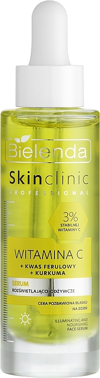 Освітлювальна та живильна сироватка для обличчя, з вітаміном С - Bielenda Skin Clinic Professional — фото N1
