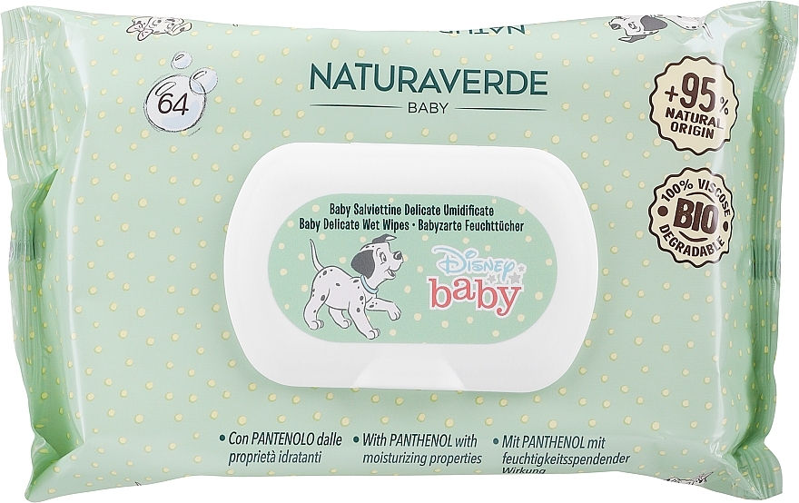 Детские влажные салфетки, 64 шт. - Naturaverde Baby Disney Bio Delicate Wipes Dumbo — фото N1