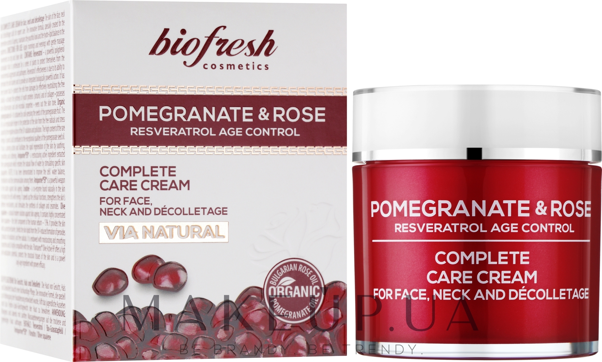 Комплексный крем для ухода за лицом, шеей и декольте - BioFresh Via Natural Pomergranate & Rose Complete Care Cream  — фото 200ml