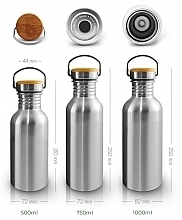 Пляшка для води з іржавостійкої сталі з бамбуковою кришкою, 1000 мл, сливова - Bambaw — фото N2