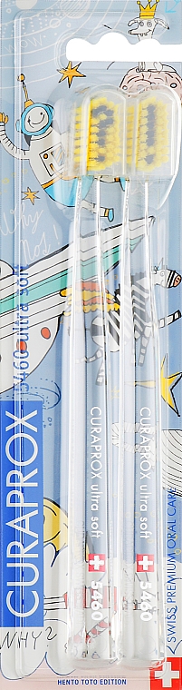 Набір зубних щіток "Hento Toto Edition" 5460 Ultra Soft, 2 шт., прозорі - Curaprox — фото N1
