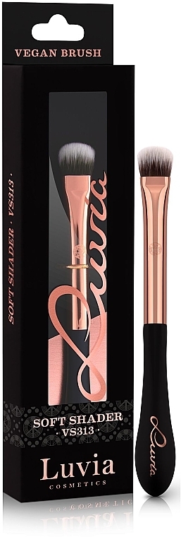 Пензлик для тіней, VS313, чорний із рожевим золотом - Luvia Cosmetics Soft Shader Black Rose Gold — фото N1