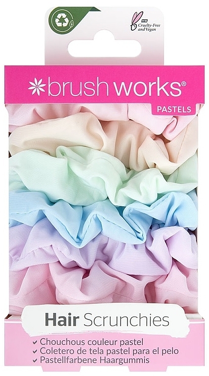 Резинки для волосся, пастельні тони, 6 шт. - Brushworks Pastel Scrunchies — фото N1