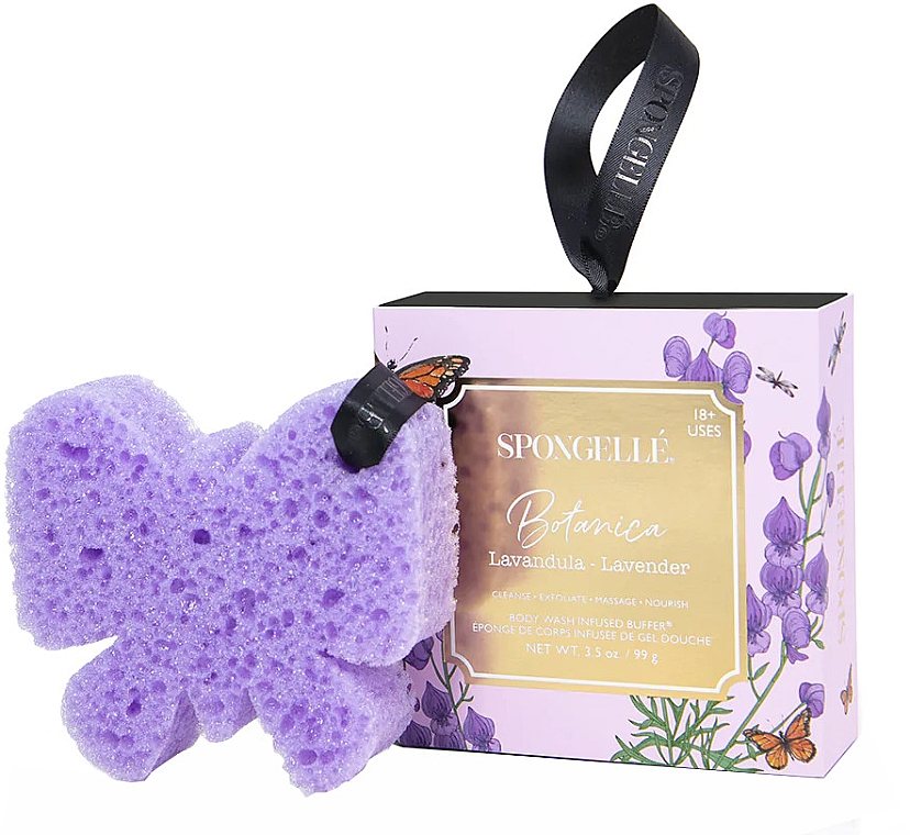 Пінна багаторазова губка для душу - Spongelle Botanica Lavender Body Wash Infused Buffer — фото N1