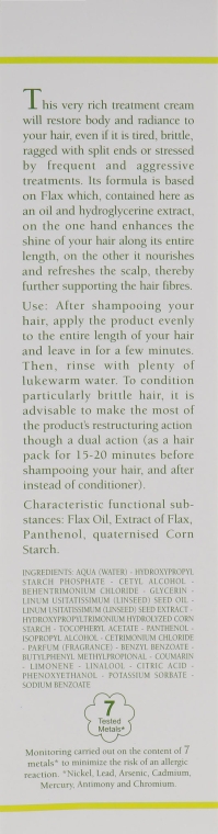 Крем для волосся, що січеться, з льняним маслом і екстрактом льону - l'erbolario Crema Ristrutturante Per Capelli Fragili E Sfibrati — фото N3