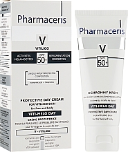 Захисний денний крем для обличчя і тіла для шкіри з вітіліго - Pharmaceris V Protective Day Cream for Vitiligo Skin SPF 50+ — фото N1