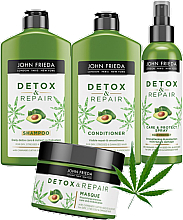 Духи, Парфюмерия, косметика Набор Detox & Repair "Вместе дешевле" - John Frieda Detox & Repair (shm/250ml + mask/250ml + cond/250ml + spray/200ml)