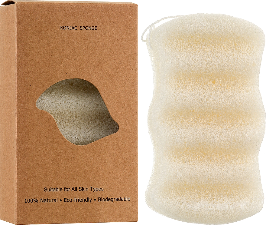 Спонж для умывания конжаковый "Волна", белый - Cosmo Shop Konjac Sponge Craft Box — фото N2