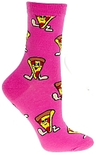 Носки женские длинные с рисунком Fast Food, розовые - Moraj — фото N2