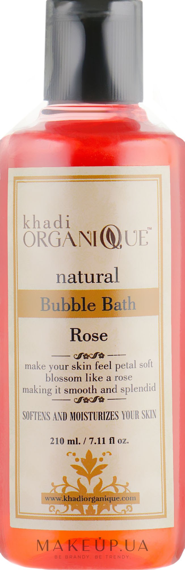 Натуральна заспокійлива аюрведична піна для ванн "Троянда" - Khadi Organique Rose Bubble Bath — фото 210ml