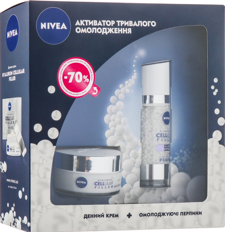 Набор - NIVEA Hyaluron Cellular (day/cream/50ml + pearls/30ml)