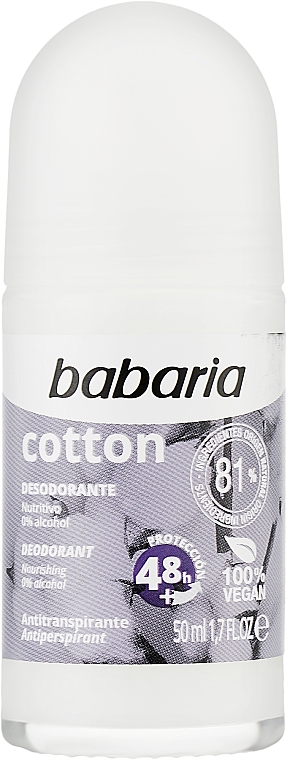 Дезодорант с экстрактом хлопка - Babaria Nourishing Roll-On Deodorant Cotton — фото N1