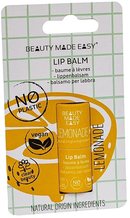 Бальзам для губ "Лимонад" - Beauty Made Easy Vegan Paper Tube Lip Balm Lemonade — фото N1