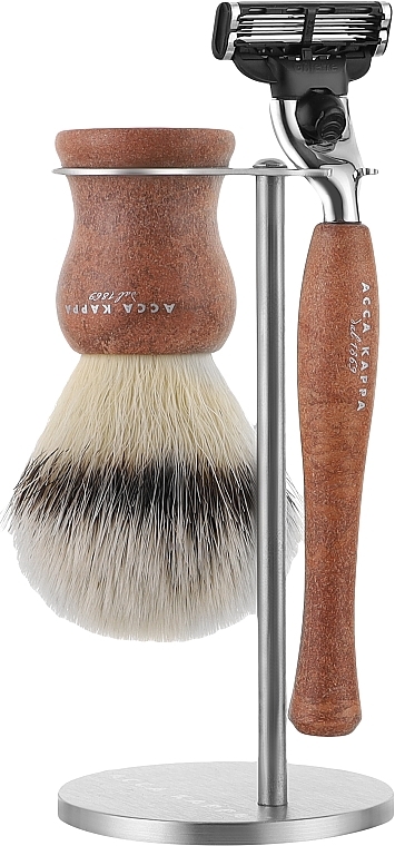 Набор для бритья - Acca Kappa Natural Style Set Brown (razor/1pc + brush/1pc + stand/1pc) — фото N1