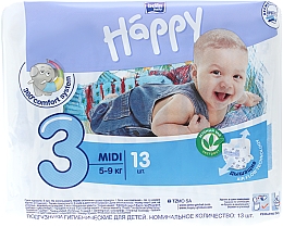Детские подгузники "Happy" Midi 3 (5-9 кг, 13 шт) - Bella Baby — фото N2