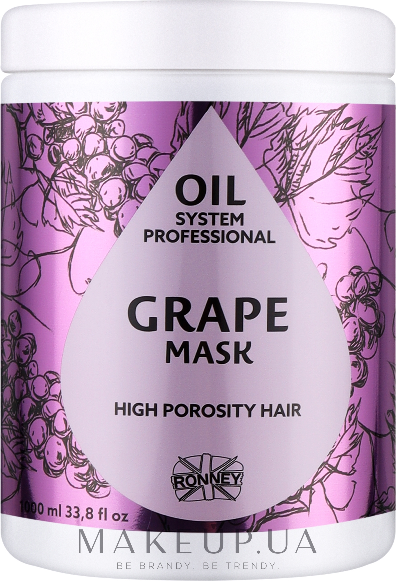 Маска для високопористого волосся з олією винограду - Ronney Professional Oil System High Porosity Hair Grape Mask — фото 1000ml