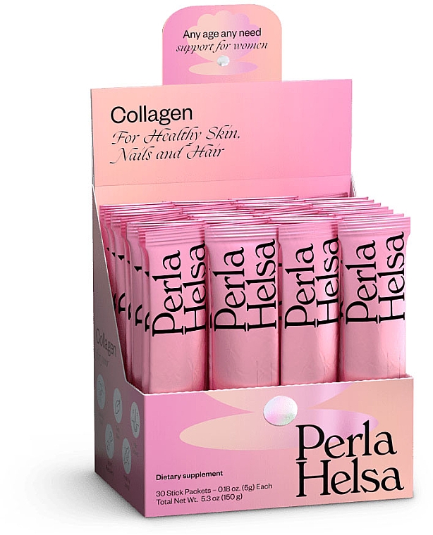 Морской коллаген, пептиды I типа, 30 стиков - Perla Helsa Collagen Dietary Supplement  — фото N6