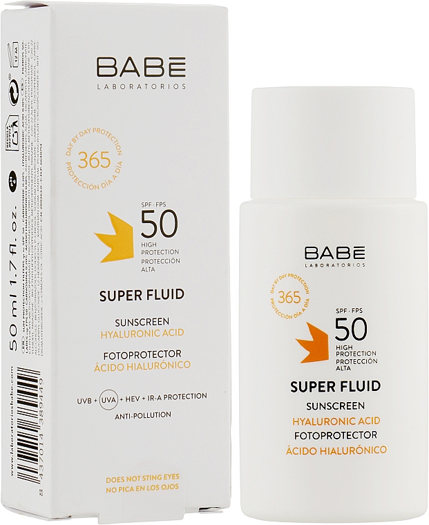 Cонцезахисний супер флюїд SPF 50 для всіх типів шкіри - Babe Laboratorios — фото N2