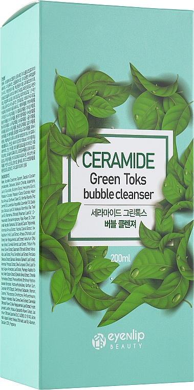 Пінка киснева для вмивання - Eyenlip Ceramide Green Toks Bubble Cleanser — фото N4