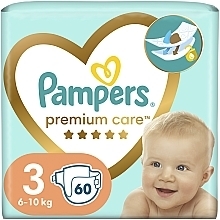 Підгузки Pampers Premium Care Розмір 3 (Midi), 6-10 кг, 60 штук - Pampers — фото N1