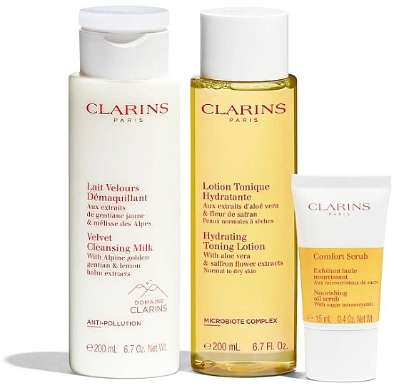 Набір - Clarins My Cleansing Essentials Normal Skin (milk/200ml+lot/200ml+scr/15ml+pouch) — фото N3
