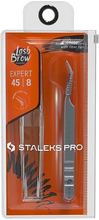 Пинцет профессиональный для ресниц, TE-45/8 - Staleks Pro Expert 45 Type 8 — фото N1