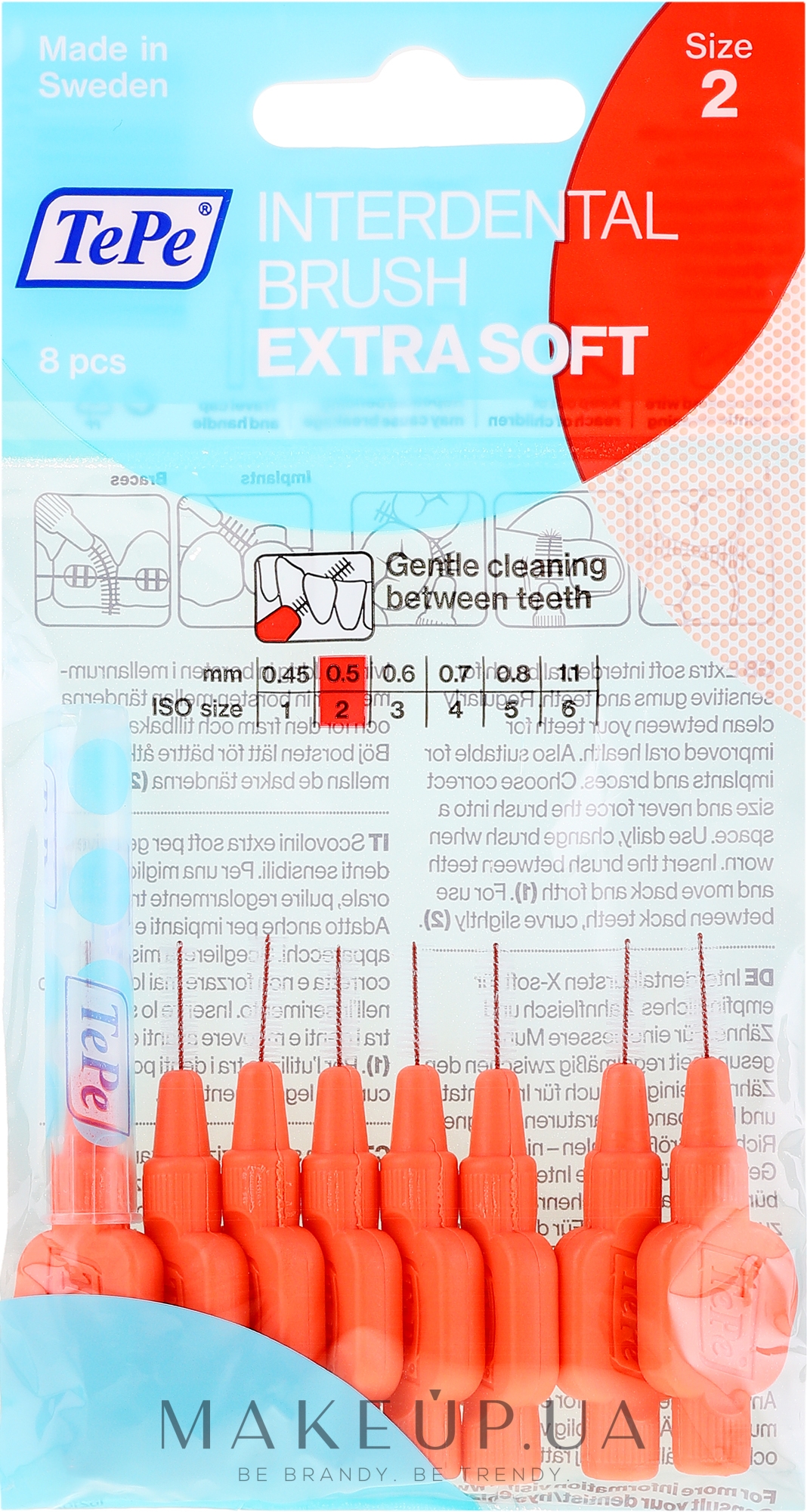 Міжзубний йоржик "Червоний", 0,5 мм - TePe Interdental Brushes Extra Soft — фото 8шт