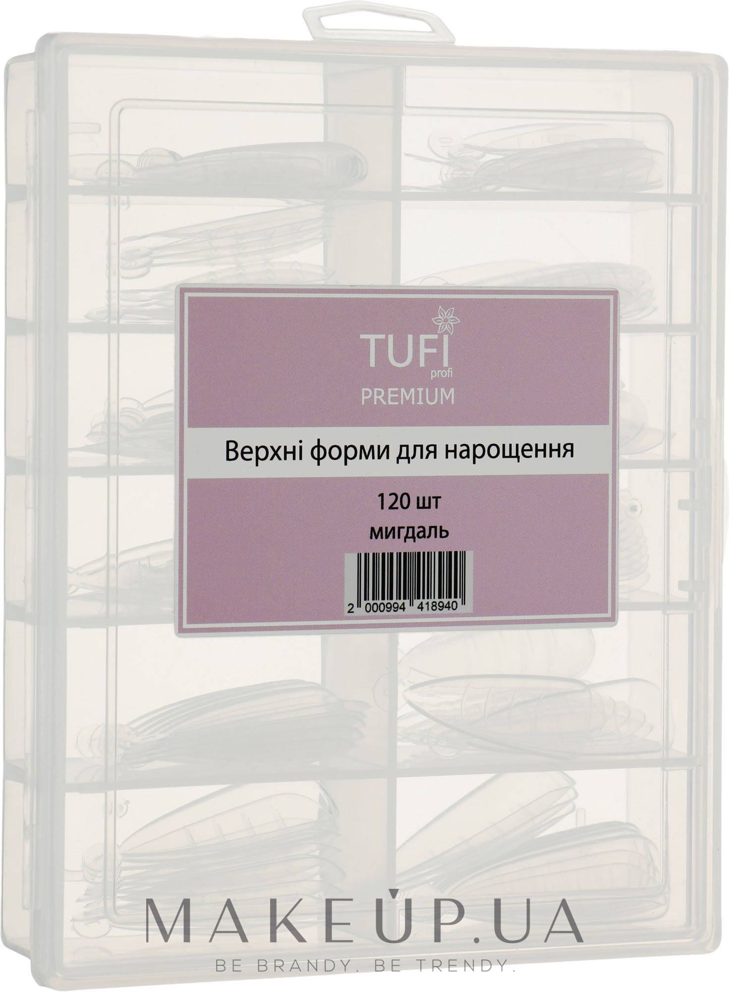 Верхние формы для наращивания, миндаль, 120 шт. - Tufi Profi Premium — фото 120шт