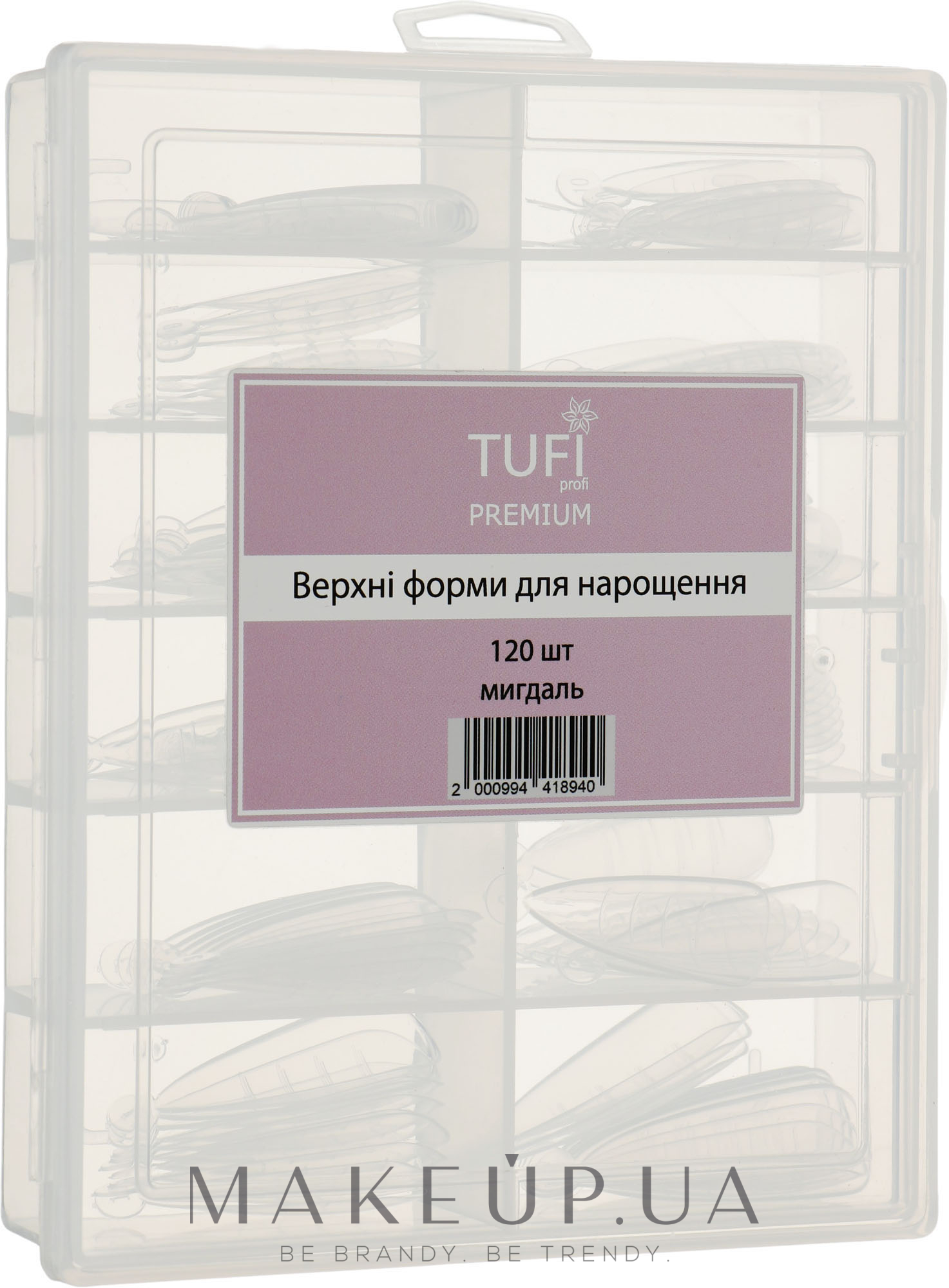 Верхні форми для нарощування, мигдаль, 120 шт. - Tufi Profi Premium — фото 120шт