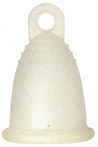 Менструальная чаша с петлей, размер S, золотой глиттер - MeLuna Sport Menstrual Cup Ring